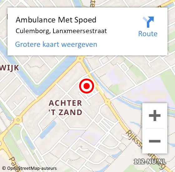 Locatie op kaart van de 112 melding: Ambulance Met Spoed Naar Culemborg, Lanxmeersestraat op 5 oktober 2021 17:12