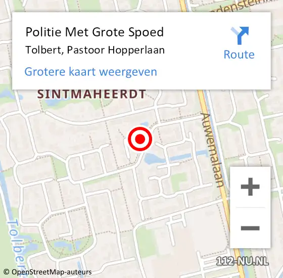 Locatie op kaart van de 112 melding: Politie Met Grote Spoed Naar Tolbert, Pastoor Hopperlaan op 5 oktober 2021 17:29