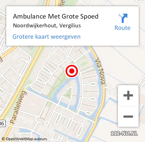 Locatie op kaart van de 112 melding: Ambulance Met Grote Spoed Naar Noordwijkerhout, Vergilius op 5 oktober 2021 17:38