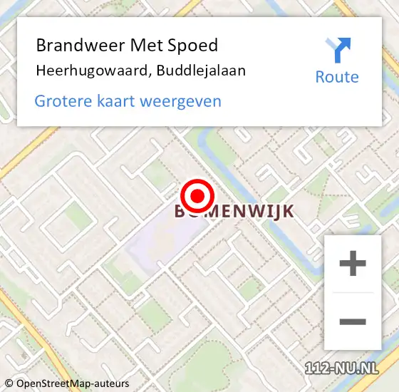 Locatie op kaart van de 112 melding: Brandweer Met Spoed Naar Heerhugowaard, Buddlejalaan op 5 oktober 2021 17:38