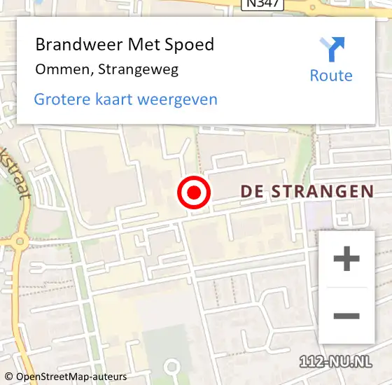 Locatie op kaart van de 112 melding: Brandweer Met Spoed Naar Ommen, Strangeweg op 5 oktober 2021 17:49