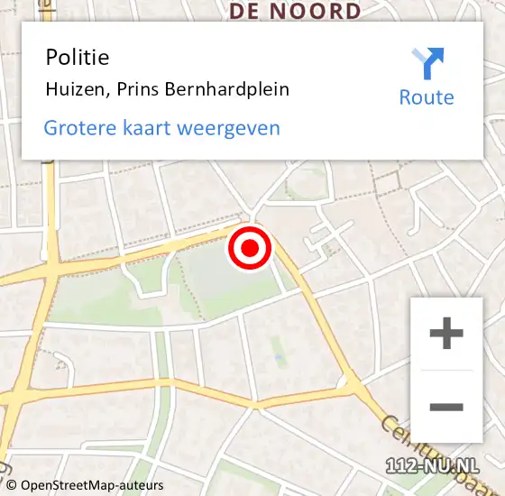 Locatie op kaart van de 112 melding: Politie Huizen, Prins Bernhardplein op 5 oktober 2021 17:57