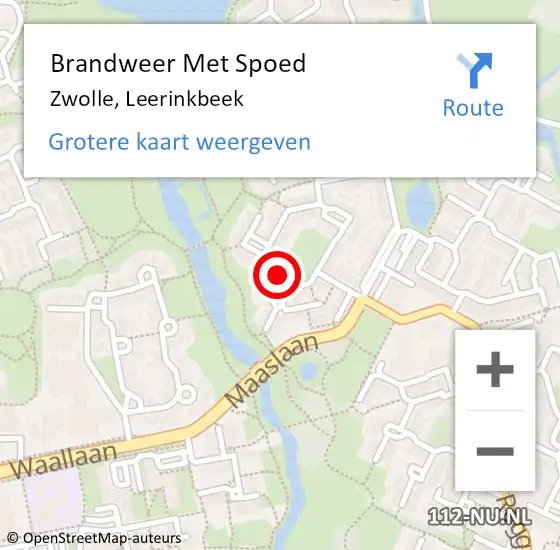 Locatie op kaart van de 112 melding: Brandweer Met Spoed Naar Zwolle, Leerinkbeek op 5 oktober 2021 18:23