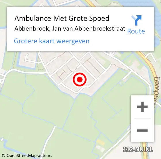 Locatie op kaart van de 112 melding: Ambulance Met Grote Spoed Naar Abbenbroek, Jan van Abbenbroekstraat op 5 oktober 2021 18:26