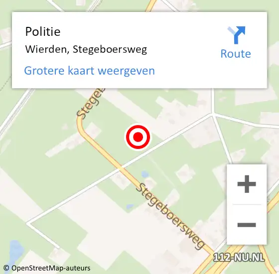 Locatie op kaart van de 112 melding: Politie Wierden, Stegeboersweg op 5 oktober 2021 18:26