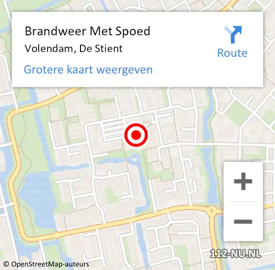 Locatie op kaart van de 112 melding: Brandweer Met Spoed Naar Volendam, De Stient op 5 oktober 2021 19:11