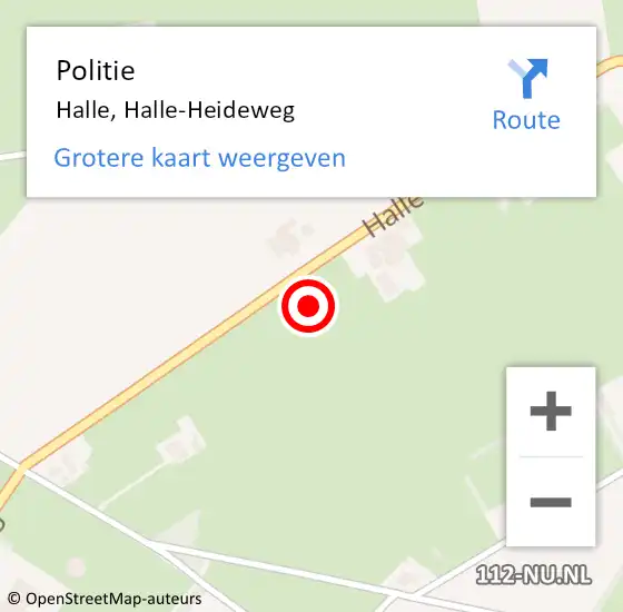 Locatie op kaart van de 112 melding: Politie Halle, Halle-Heideweg op 5 oktober 2021 19:25