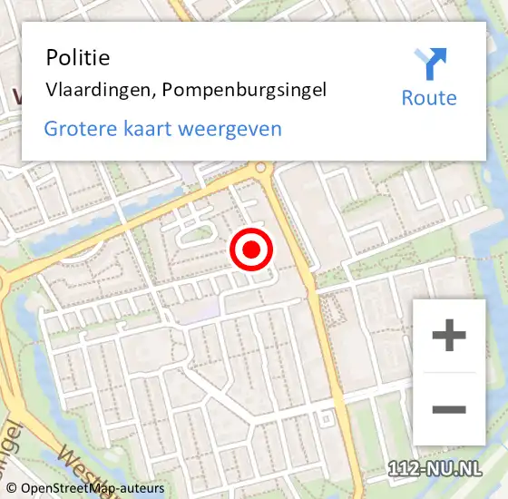 Locatie op kaart van de 112 melding: Politie Vlaardingen, Pompenburgsingel op 5 oktober 2021 19:39