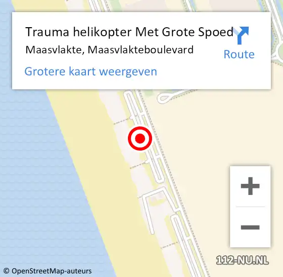 Locatie op kaart van de 112 melding: Trauma helikopter Met Grote Spoed Naar Maasvlakte, Maasvlakteboulevard op 5 oktober 2021 19:42
