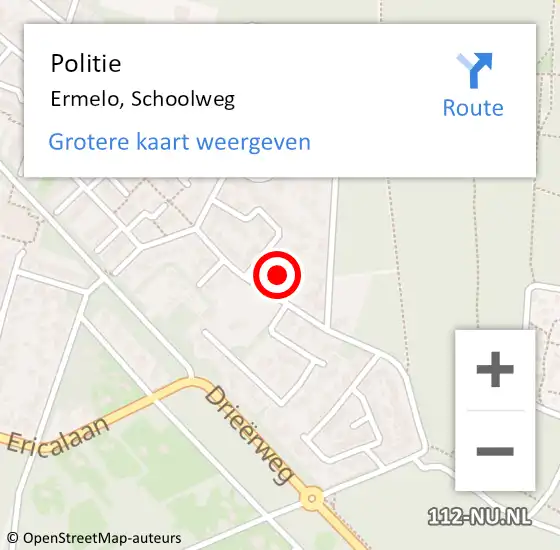 Locatie op kaart van de 112 melding: Politie Ermelo, Schoolweg op 5 oktober 2021 19:58