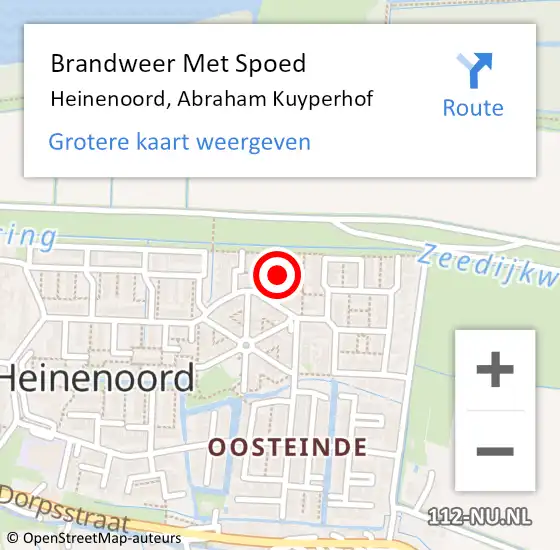 Locatie op kaart van de 112 melding: Brandweer Met Spoed Naar Heinenoord, Abraham Kuyperhof op 5 oktober 2021 20:06