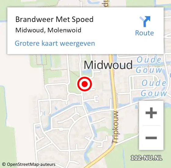 Locatie op kaart van de 112 melding: Brandweer Met Spoed Naar Midwoud, Molenwoid op 5 oktober 2021 20:15