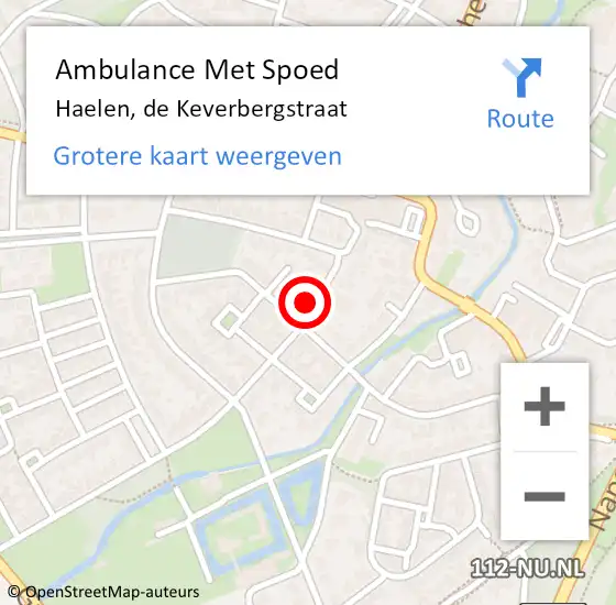Locatie op kaart van de 112 melding: Ambulance Met Spoed Naar Haelen, de Keverbergstraat op 5 oktober 2021 20:58