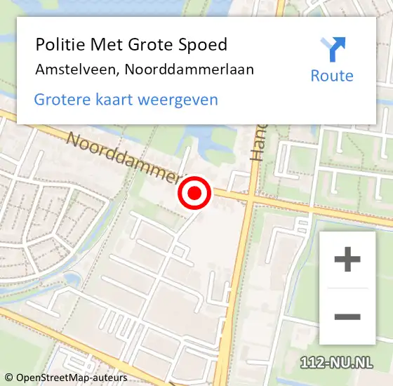 Locatie op kaart van de 112 melding: Politie Met Grote Spoed Naar Amstelveen, Noorddammerlaan op 5 oktober 2021 21:39