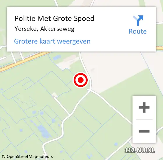 Locatie op kaart van de 112 melding: Politie Met Grote Spoed Naar Yerseke, Akkerseweg op 5 oktober 2021 21:45