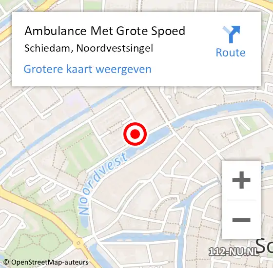 Locatie op kaart van de 112 melding: Ambulance Met Grote Spoed Naar Schiedam, Noordvestsingel op 5 oktober 2021 22:02