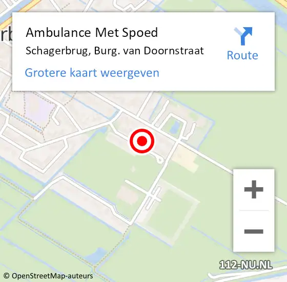 Locatie op kaart van de 112 melding: Ambulance Met Spoed Naar Schagerbrug, Burg. van Doornstraat op 5 oktober 2021 22:10