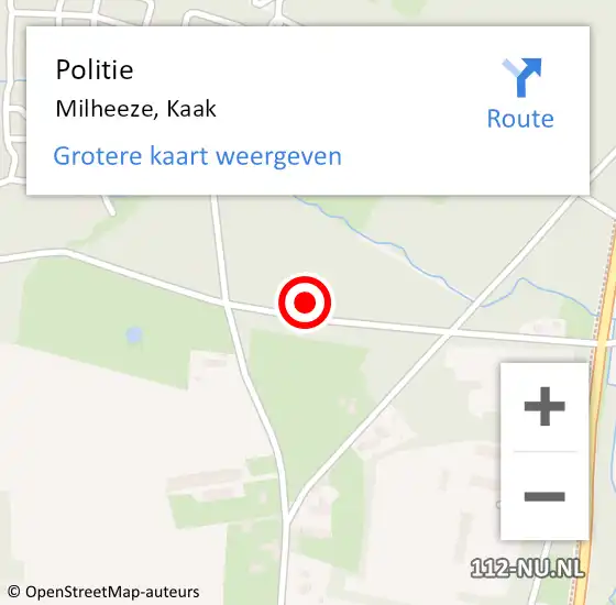 Locatie op kaart van de 112 melding: Politie Milheeze, Kaak op 5 oktober 2021 22:12