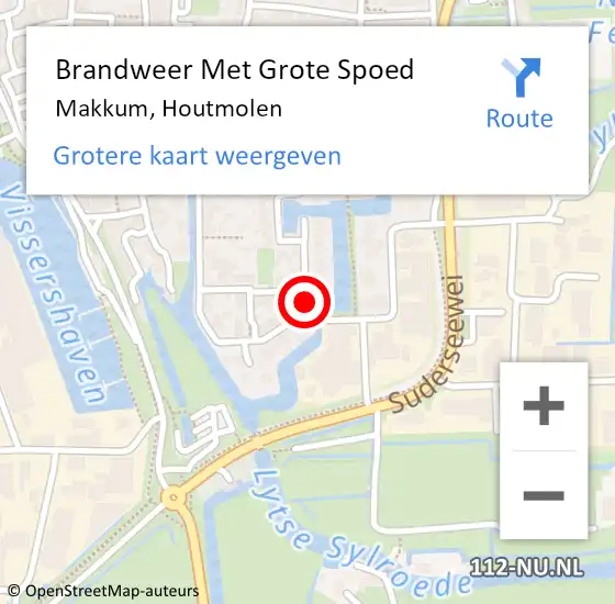 Locatie op kaart van de 112 melding: Brandweer Met Grote Spoed Naar Makkum, Houtmolen op 5 oktober 2021 22:16