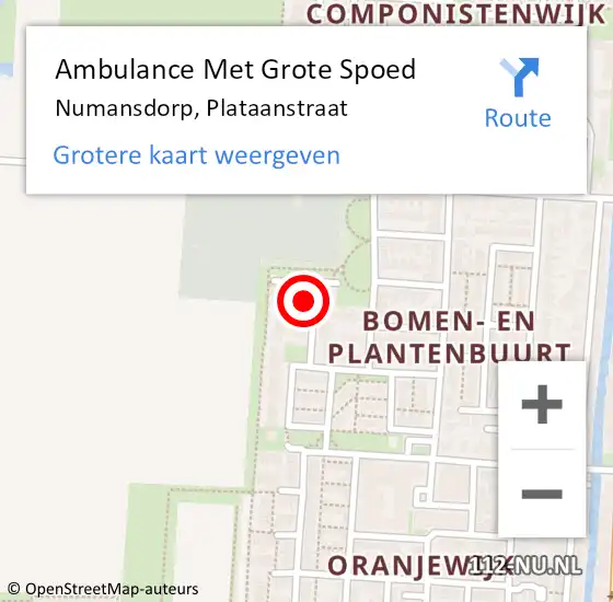 Locatie op kaart van de 112 melding: Ambulance Met Grote Spoed Naar Numansdorp, Plataanstraat op 5 oktober 2021 22:50