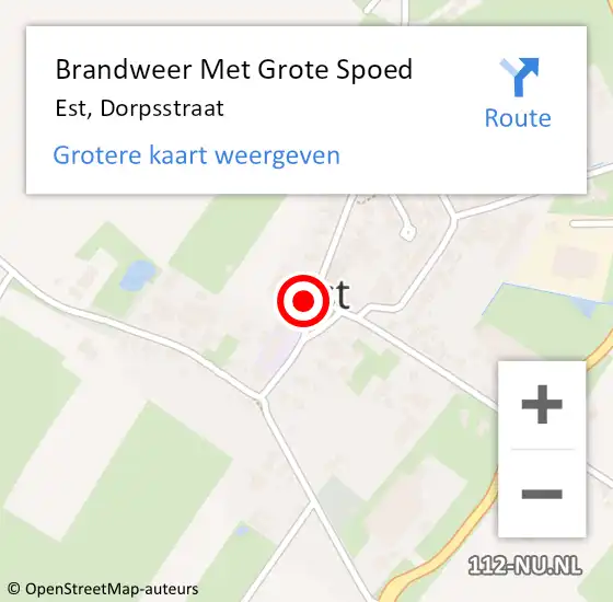 Locatie op kaart van de 112 melding: Brandweer Met Grote Spoed Naar Est, Dorpsstraat op 5 oktober 2021 22:53