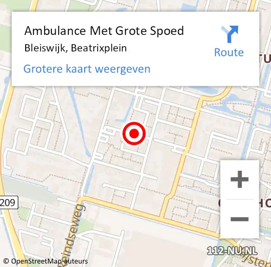 Locatie op kaart van de 112 melding: Ambulance Met Grote Spoed Naar Bleiswijk, Beatrixplein op 5 oktober 2021 23:01