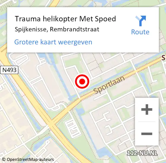 Locatie op kaart van de 112 melding: Trauma helikopter Met Spoed Naar Spijkenisse, Rembrandtstraat op 5 oktober 2021 23:21