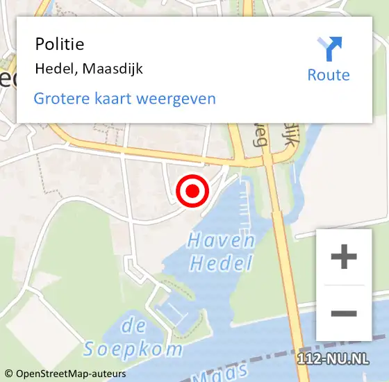 Locatie op kaart van de 112 melding: Politie Hedel, Maasdijk op 5 oktober 2021 23:24