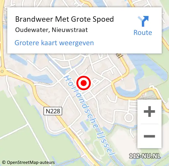 Locatie op kaart van de 112 melding: Brandweer Met Grote Spoed Naar Oudewater, Nieuwstraat op 5 oktober 2021 23:38