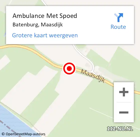 Locatie op kaart van de 112 melding: Ambulance Met Spoed Naar Batenburg, Maasdijk op 5 oktober 2021 23:46