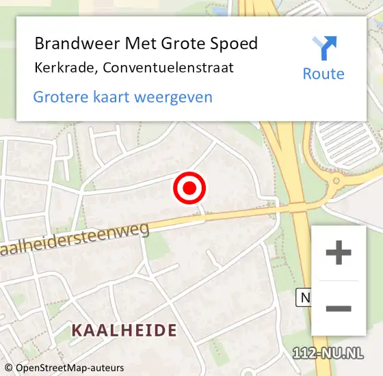 Locatie op kaart van de 112 melding: Brandweer Met Grote Spoed Naar Kerkrade, Conventuelenstraat op 6 oktober 2021 00:27