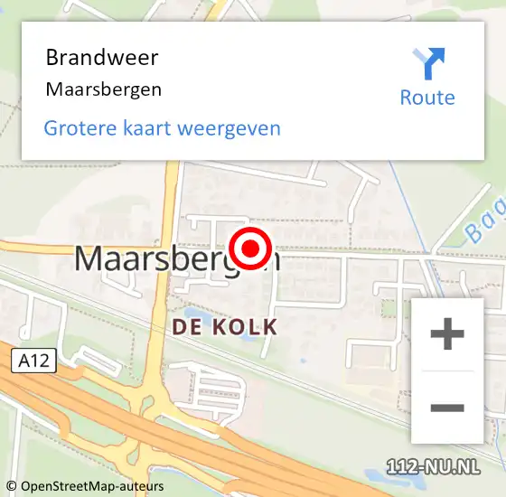 Locatie op kaart van de 112 melding: Brandweer Maarsbergen op 6 oktober 2021 01:06