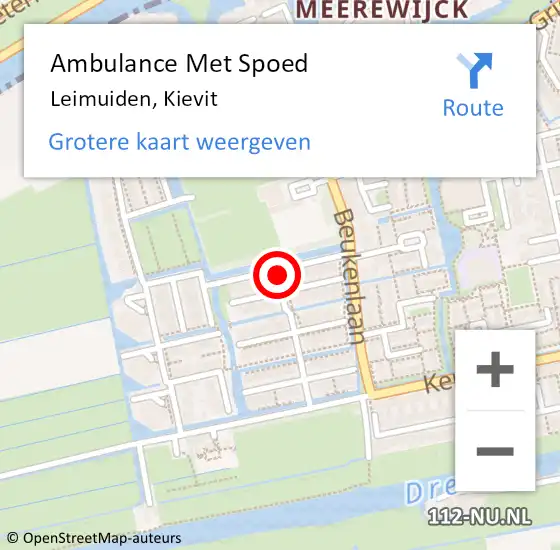 Locatie op kaart van de 112 melding: Ambulance Met Spoed Naar Leimuiden, Kievit op 6 oktober 2021 01:35