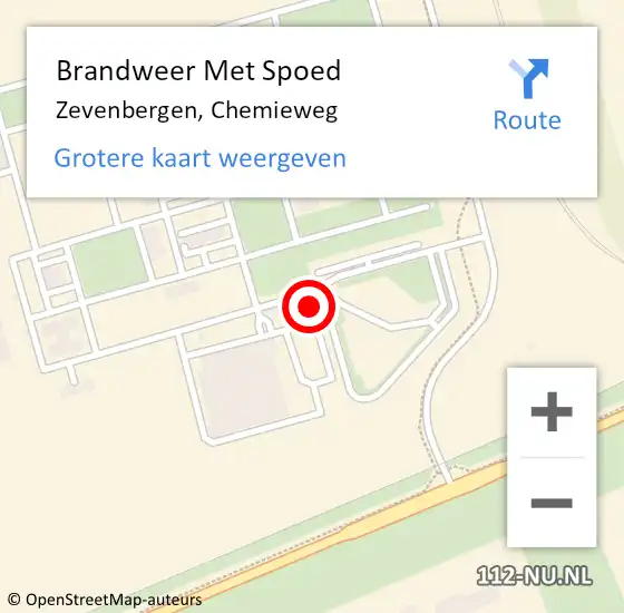 Locatie op kaart van de 112 melding: Brandweer Met Spoed Naar Zevenbergen, Chemieweg op 6 oktober 2021 02:58