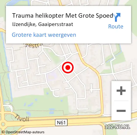 Locatie op kaart van de 112 melding: Trauma helikopter Met Grote Spoed Naar IJzendijke, Gaaipersstraat op 6 oktober 2021 03:07
