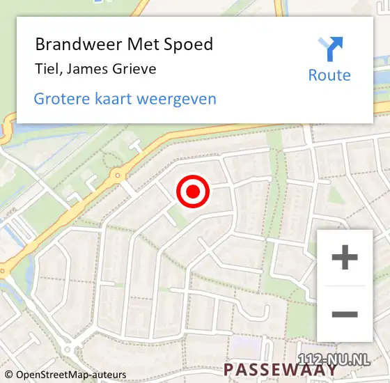 Locatie op kaart van de 112 melding: Brandweer Met Spoed Naar Tiel, James Grieve op 6 oktober 2021 06:24