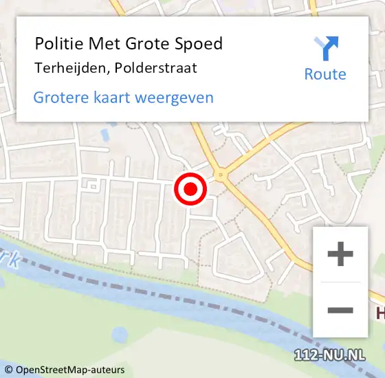 Locatie op kaart van de 112 melding: Politie Met Grote Spoed Naar Terheijden, Polderstraat op 6 oktober 2021 06:32