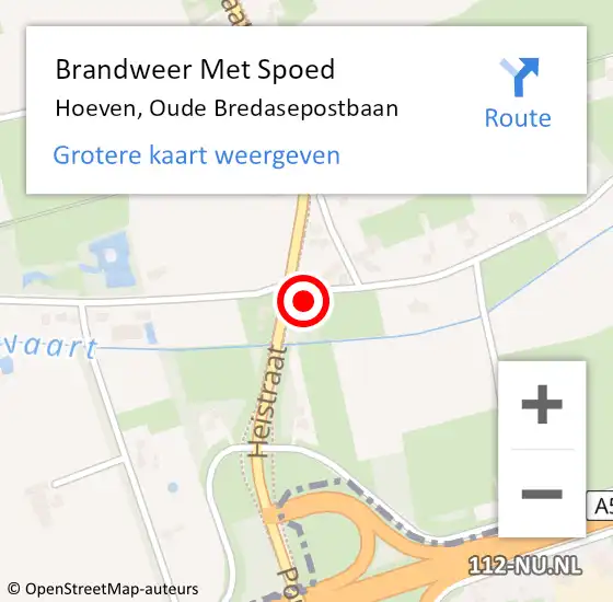 Locatie op kaart van de 112 melding: Brandweer Met Spoed Naar Hoeven, Oude Bredasepostbaan op 6 oktober 2021 06:49