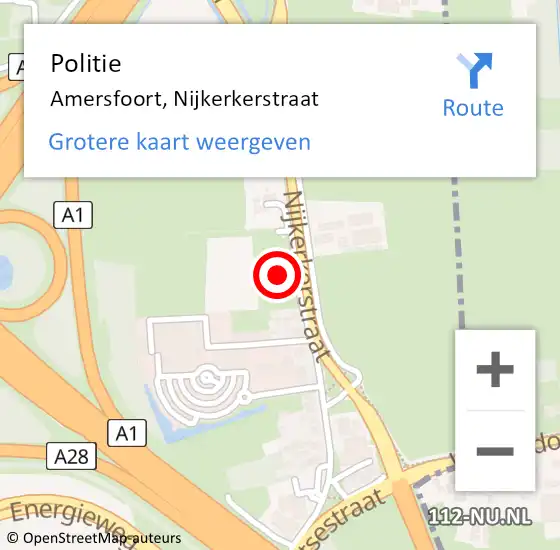 Locatie op kaart van de 112 melding: Politie Amersfoort, Nijkerkerstraat op 6 oktober 2021 07:00