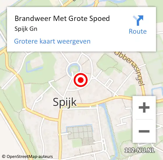 Locatie op kaart van de 112 melding: Brandweer Met Grote Spoed Naar Spijk Gn op 6 oktober 2021 07:02