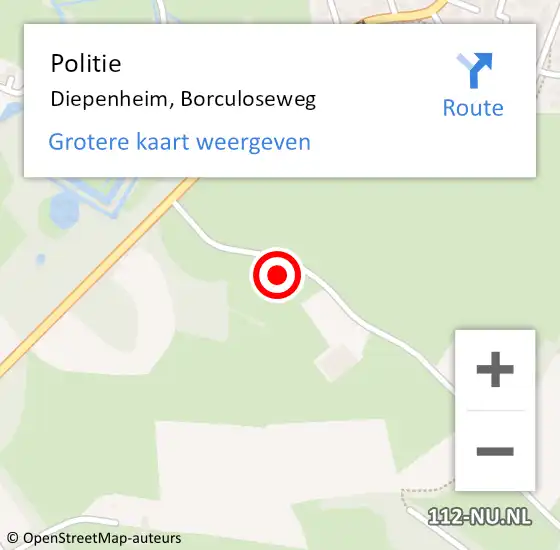 Locatie op kaart van de 112 melding: Politie Diepenheim, Borculoseweg op 6 oktober 2021 07:29