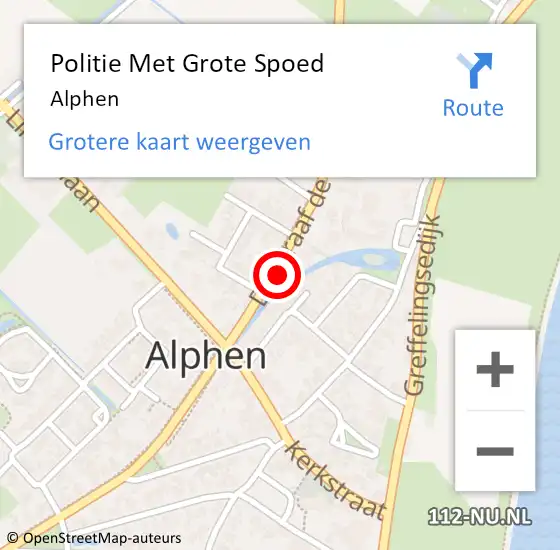 Locatie op kaart van de 112 melding: Politie Met Grote Spoed Naar Alphen op 6 oktober 2021 07:57