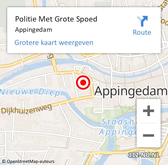 Locatie op kaart van de 112 melding: Politie Met Grote Spoed Naar Appingedam op 6 oktober 2021 08:20