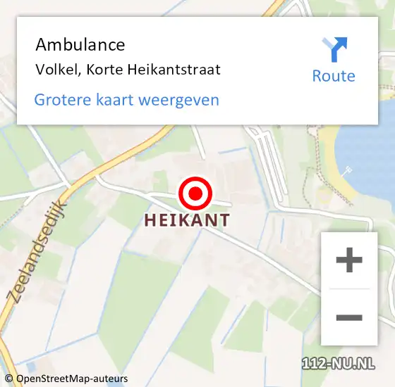 Locatie op kaart van de 112 melding: Ambulance Volkel, Korte Heikantstraat op 6 oktober 2021 08:54