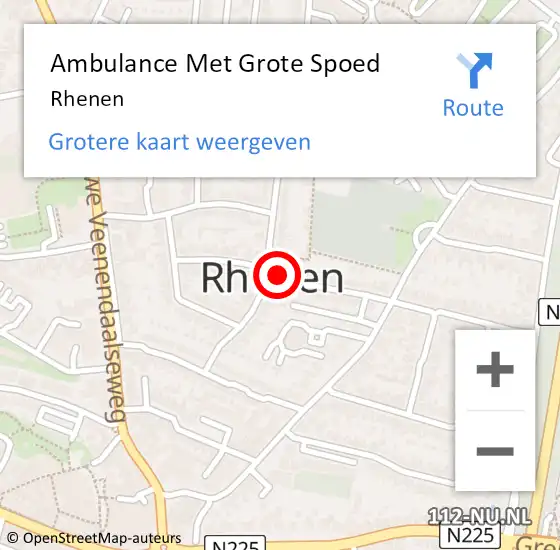 Locatie op kaart van de 112 melding: Ambulance Met Grote Spoed Naar Rhenen op 6 oktober 2021 09:13