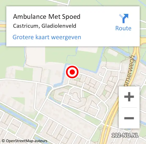 Locatie op kaart van de 112 melding: Ambulance Met Spoed Naar Castricum, Gladiolenveld op 6 oktober 2021 09:32