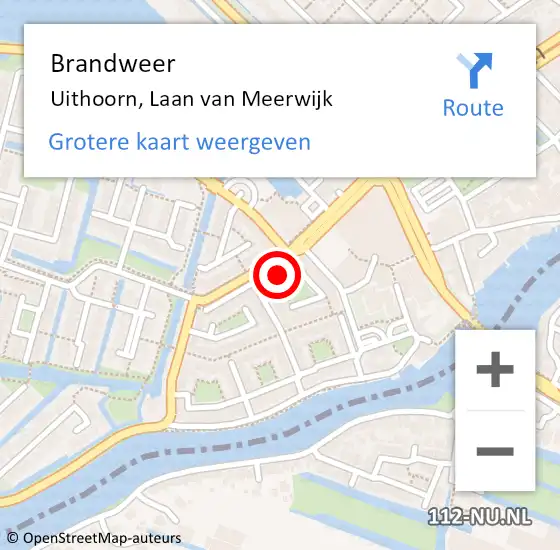 Locatie op kaart van de 112 melding: Brandweer Uithoorn, Laan van Meerwijk op 6 oktober 2021 09:47