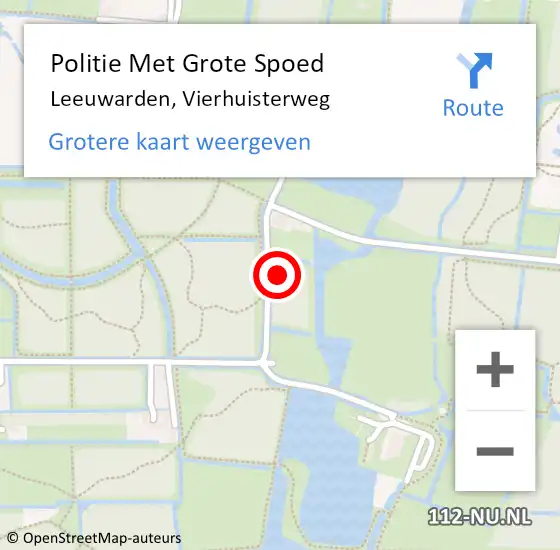 Locatie op kaart van de 112 melding: Politie Met Grote Spoed Naar Leeuwarden, Vierhuisterweg op 6 oktober 2021 09:48