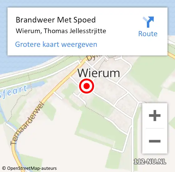 Locatie op kaart van de 112 melding: Brandweer Met Spoed Naar Wierum, Thomas Jellesstrjitte op 6 oktober 2021 09:53
