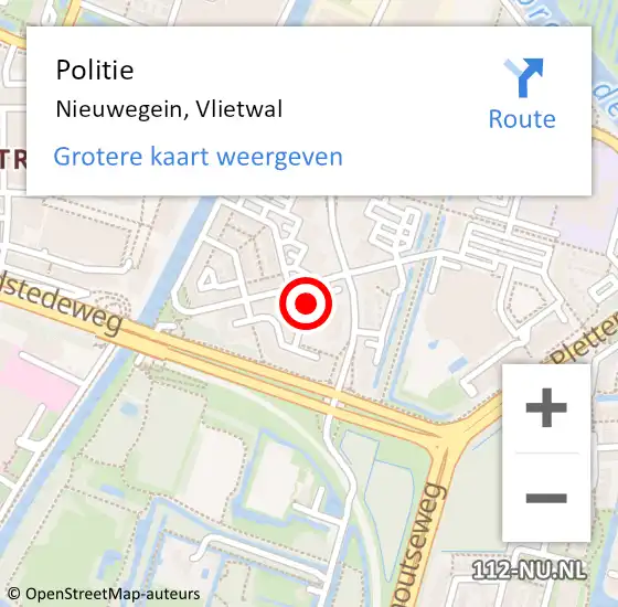 Locatie op kaart van de 112 melding: Politie Nieuwegein, Vlietwal op 6 oktober 2021 10:06